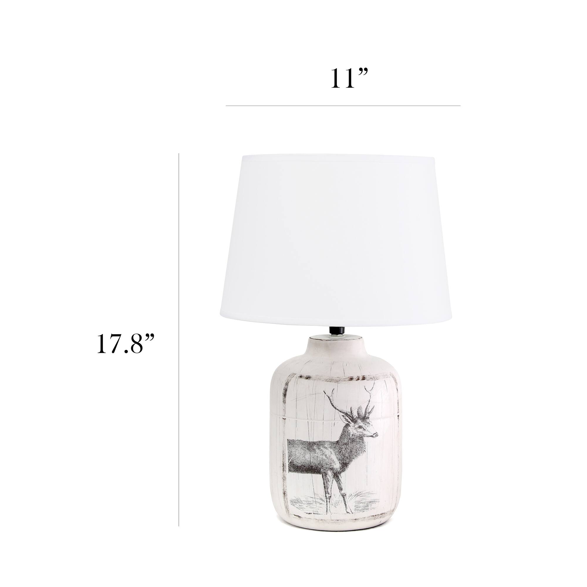 Simple Designs™ 18" Rustic Deer Buck Nature Printed Ceramic Table Lamp